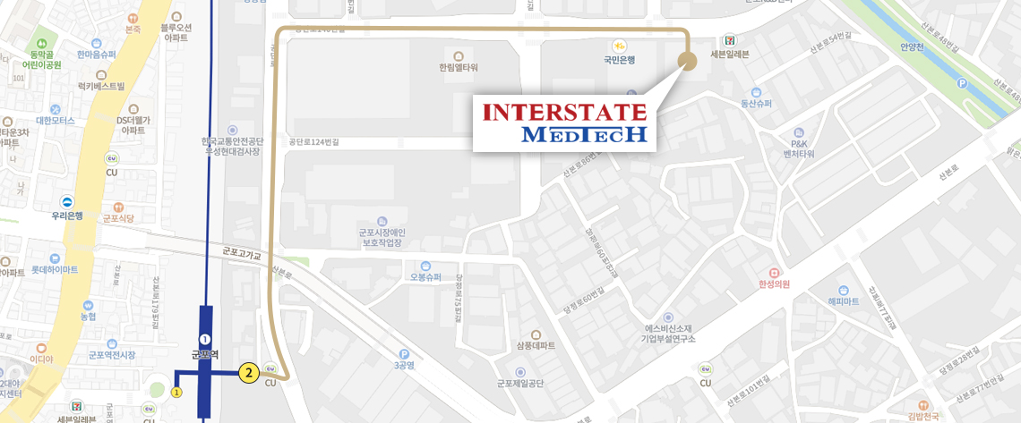 인터스테이트메디텍 위치 - 경기 군포시 에이스하이테크시티